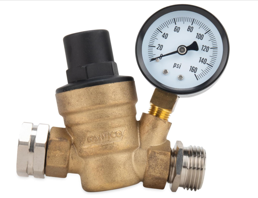 Camco adjustable RV water pressure regulator for campground water hookups