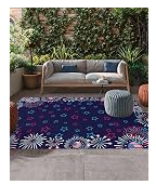 Patriotic outdoor RV camping rug with stars and fireworks design for campsite patio and Fourth of July decor